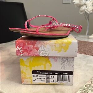 Chinese Laundry Pink Microsuede Bling Sandals
